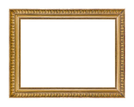 Old wooden picture frame isolated on white background