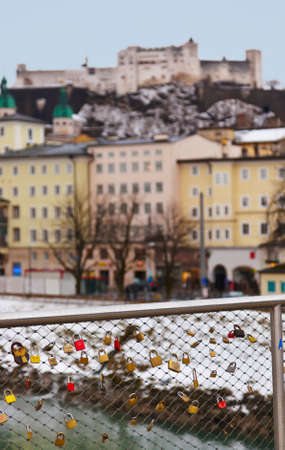 Love locks in Salzburg Austria - wedding backgroundのeditorial素材