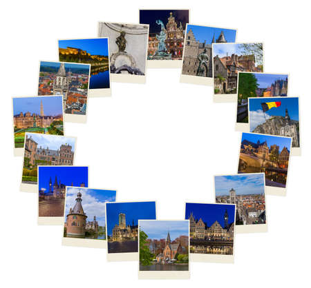 Frame made of Belgium travel images - nature and architecture background (my photos)