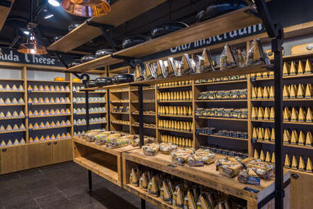 AMSTERDAM NETHERLANDS - APRIL 25, 2017: Cheese shop on April 25, 2017 in Amsterdam Netherlands.のeditorial素材