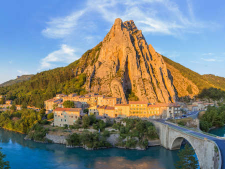 Town Sisteron in Provence France - travel and architecture backgroundの写真素材