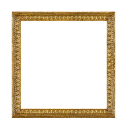 Old wooden picture frame isolated on white background