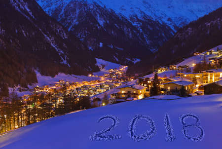 2018 on snow at mountains - Solden Austria - celebration background