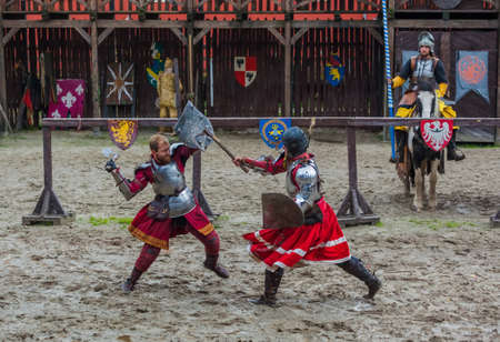 Detenice, Czech - October 22, 2017: Medieval Knight Tournament in castle Detenice.のeditorial素材