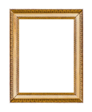 Old wooden picture frame isolated on white background