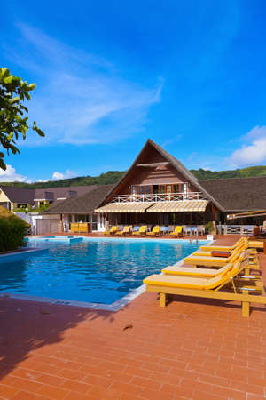 Pool at tropical island - vacation backgroundのeditorial素材