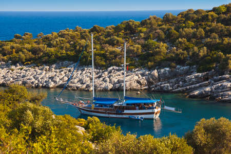 Ship in harbor at Turkey - travel nature backgroundの写真素材