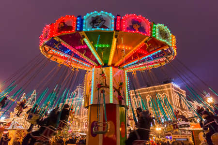 Moscow, Russia - January 05, 2018: Christmas carousel on Red Square.のeditorial素材