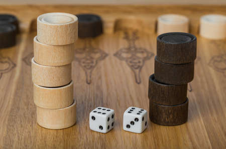 Backgammon playing field and dices - games background