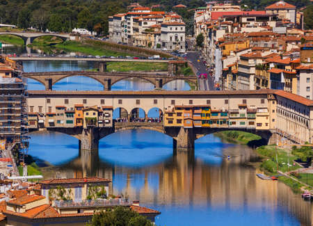 Bridge Ponte Vecchio in Florence - Italy - architecture backgroundの写真素材