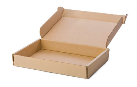Empty cardboard box isolated on white background
