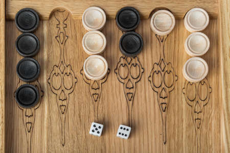 Backgammon playing field and dices - games background