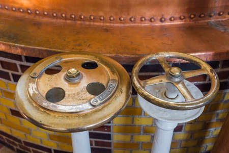 Vintage copper kettle in brewery - Belgiumの写真素材