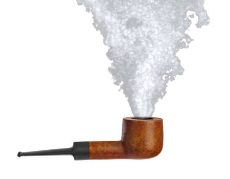 Vintage smoking pipe isolated on white backgroundの写真素材