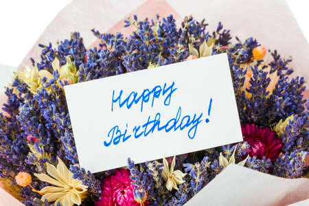 Roses bouquet and greeting card - celebration backgroundの写真素材