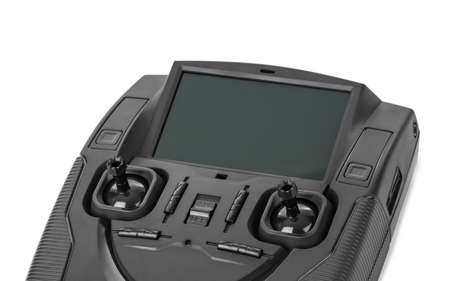 Radio remote control for drone - isolated on white background
