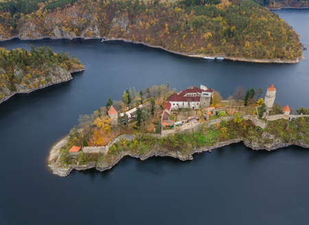 Castle Zvikov in Czech Republic - aerial view - travel and architecture backgroundのeditorial素材