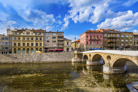 Latin Bridge in Sarajevo - Bosnia and Herzegovina - architecture travel backgroundの写真素材