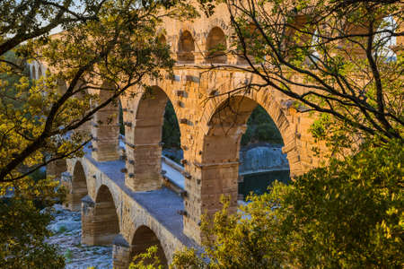 Aqueduct Pont du Gard - Provence France - travel and architecture backgroundの写真素材