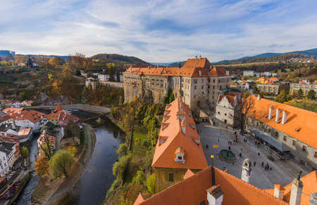 Cesky Krumlov castle in Czech Republic - travel and architecture backgroundのeditorial素材