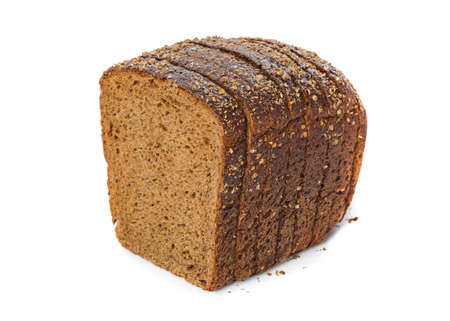 Loaf of rye bread isolated on white background