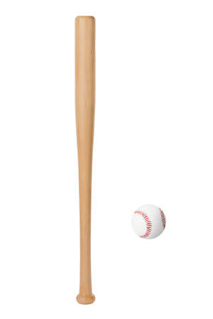 Baseball bat and ball isolated on white background
