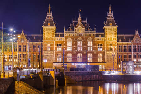 Amsterdam Central train station - Netherlands - architecture backgroundのeditorial素材
