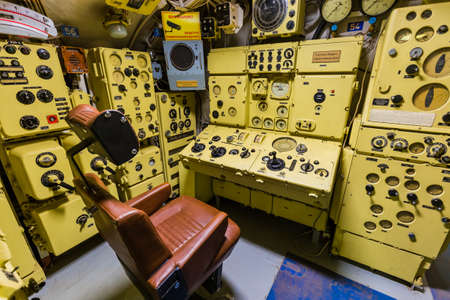 Interior of Russian submarine - museum in Moscowのeditorial素材