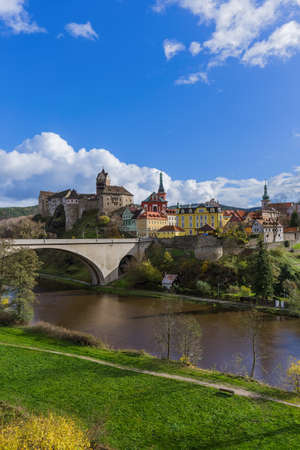 Castle Loket in Czech Republic - travel and architecture backgroundのeditorial素材