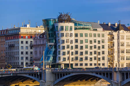 Prague, Czech Republic - November 02, 2017: Famous Dancing House in center of city.のeditorial素材