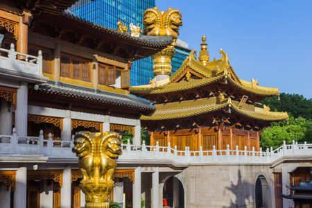 Jing An temple - Shanghai China - travel and architecture backgroundのeditorial素材
