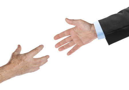 Two hands - help - isolated on white background