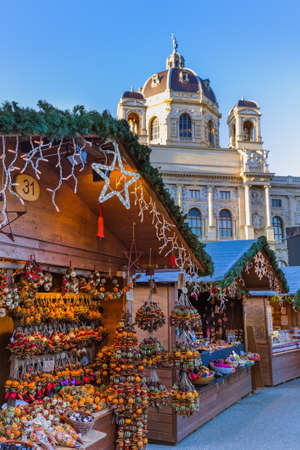 Christmas Market near Museum quarter in Vienna Austria - cityscape holiday backgroundの写真素材