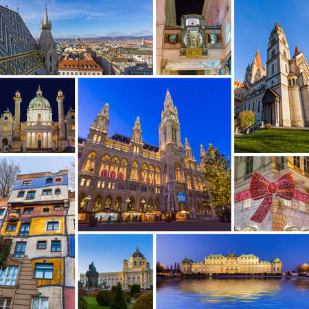 Collage of Vienna Austria travel images (my photos) - architecture background