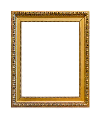 Old wooden picture frame isolated on white background
