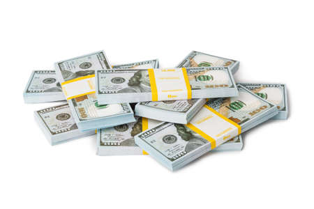 Bundles of money isolated on white background