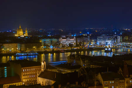 Chain bridge in Budapest Hungary - cityscape architecture backgroundの写真素材