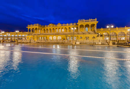 Szechnyi thermal bath spa in Budapest Hungaryの写真素材