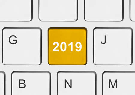 Computer keyboard with 2019 key - holiday conceptの写真素材