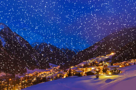 Mountains ski resort Solden Austria - nature and architecture backgroundの写真素材