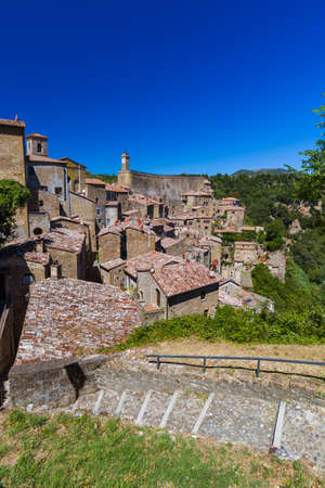Sorano medieval town in Tuscany Italy - architecture backgroundの写真素材