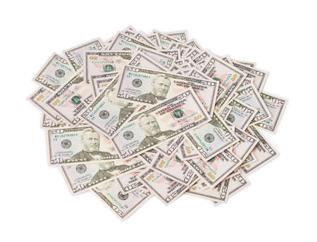 Heap of money isolated on white background