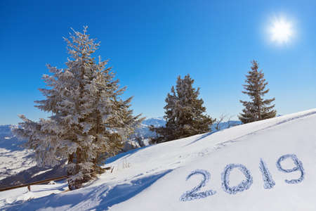 2019 on snow at mountains - St. Gilgen Austria - nature and sport background