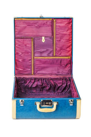 Vintage travel suitcase isolated on white background