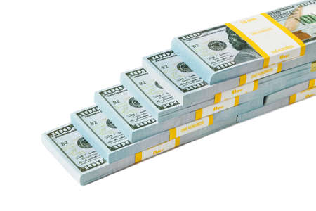 Money staircase isolated on white background