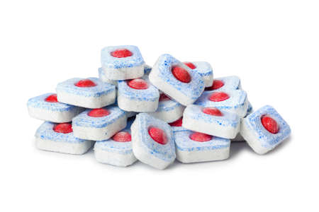 Dishwasher tablets isolated on white background