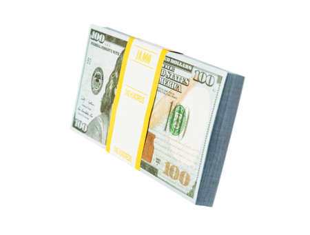 Bundle of money isolated on white backgroundの写真素材