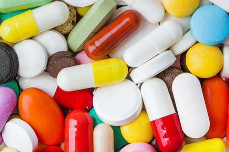 Heap of pills - abstract medical background