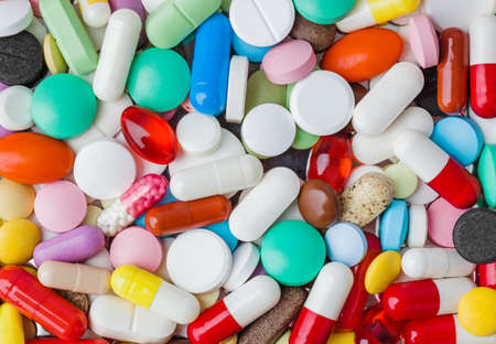 Heap of pills - abstract medical background
