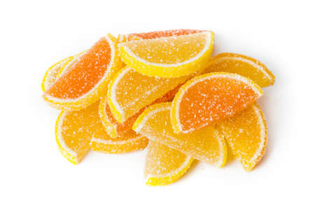 Sweet fruit lemon marmalade isolated on white backgroundの写真素材